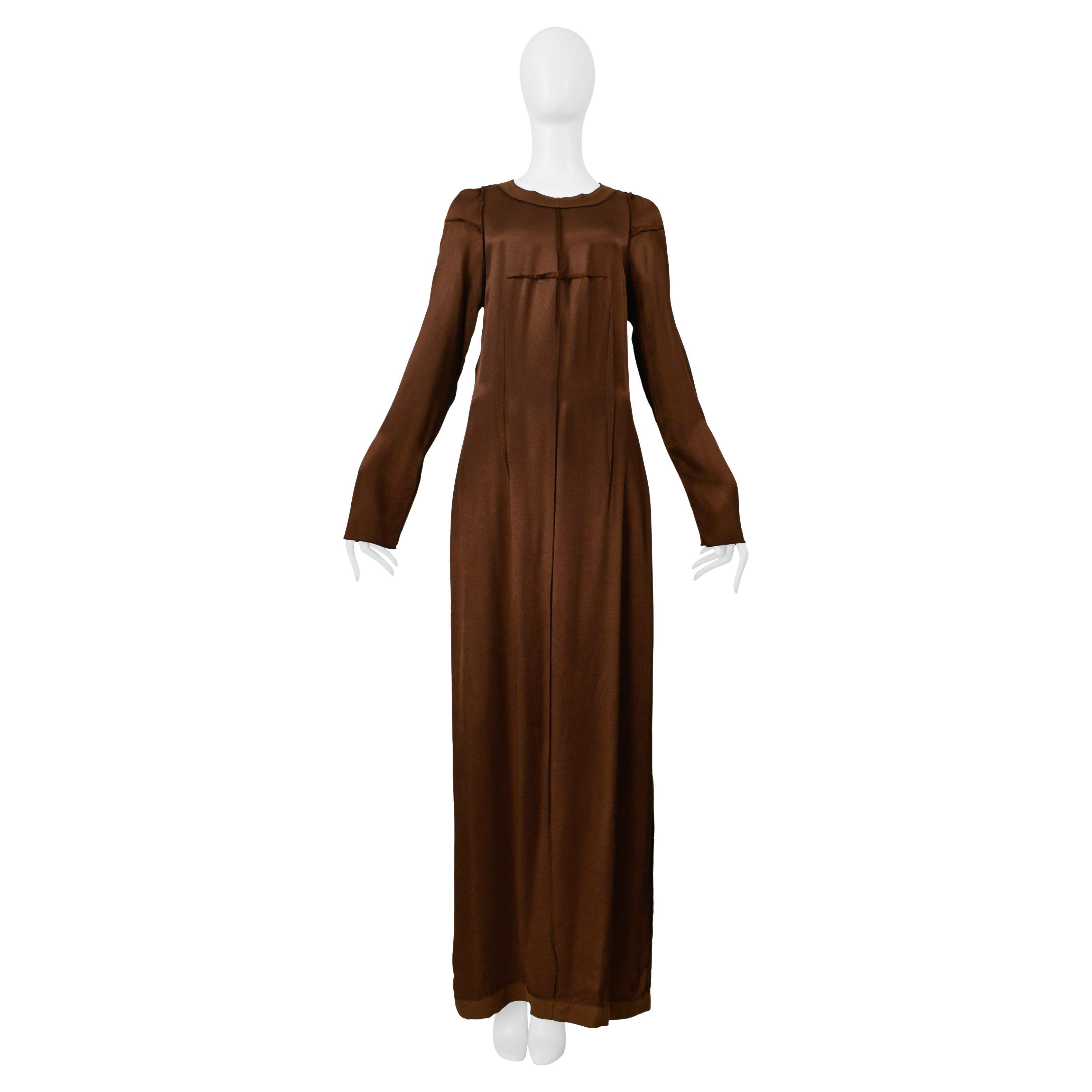 Maison Martin Margiela Bronze Evening Gown With Long Sleeves And Exposed Zipper For Sale