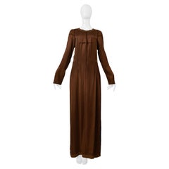 Maison Martin Margiela Bronze Evening Gown With Long Sleeves And Exposed Zipper