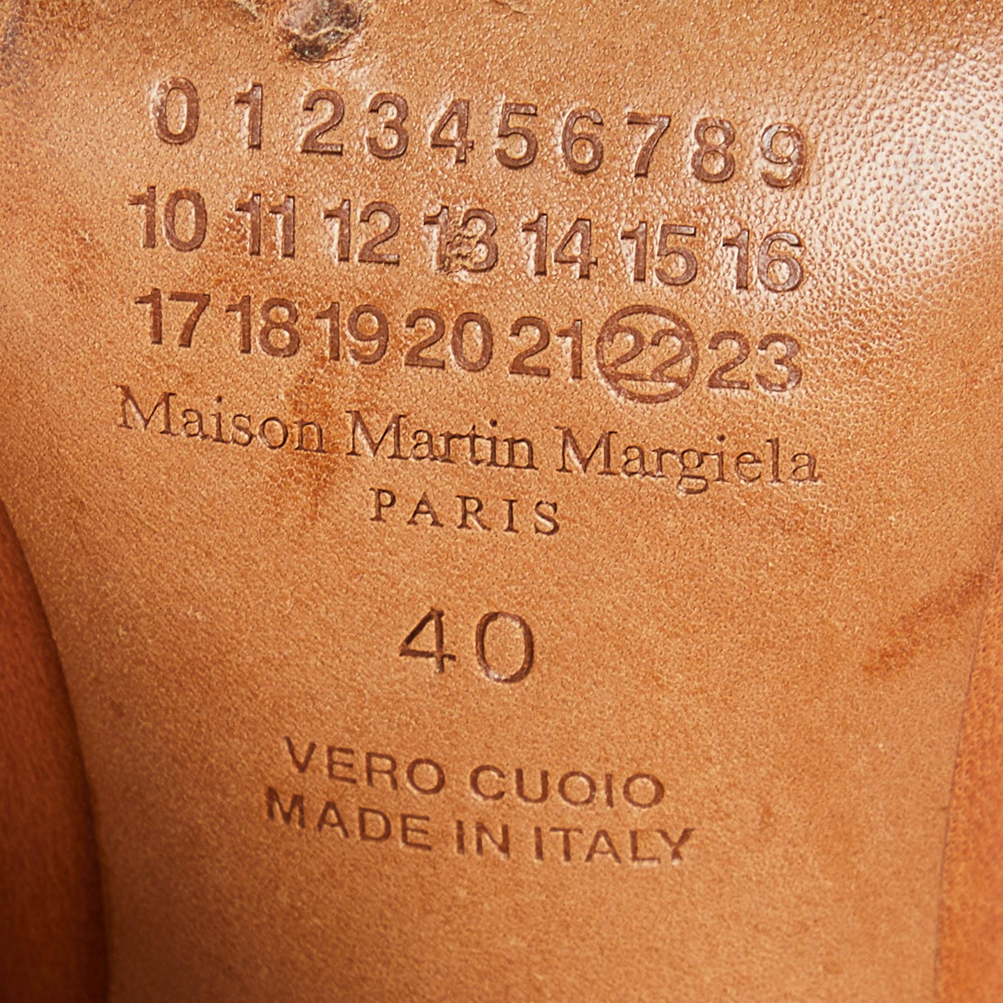 Maison Martin Margiela Brown/Black Leather Knee Length Block Heel Boots Size 40 4