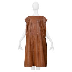 Maison Martin Margiela - Robe oversize en cuir marron 2001