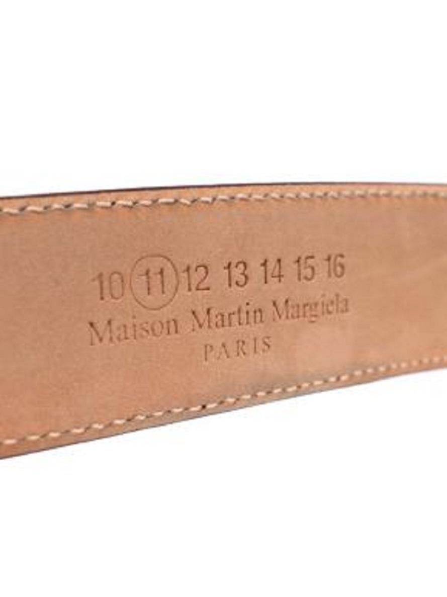 Maison Martin Margiela Burgundy Leather Silver Buckle Belt In Good Condition For Sale In London, GB