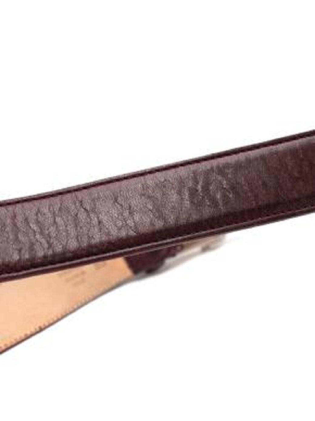 Maison Martin Margiela Burgundy Leather Silver Buckle Belt For Sale 1