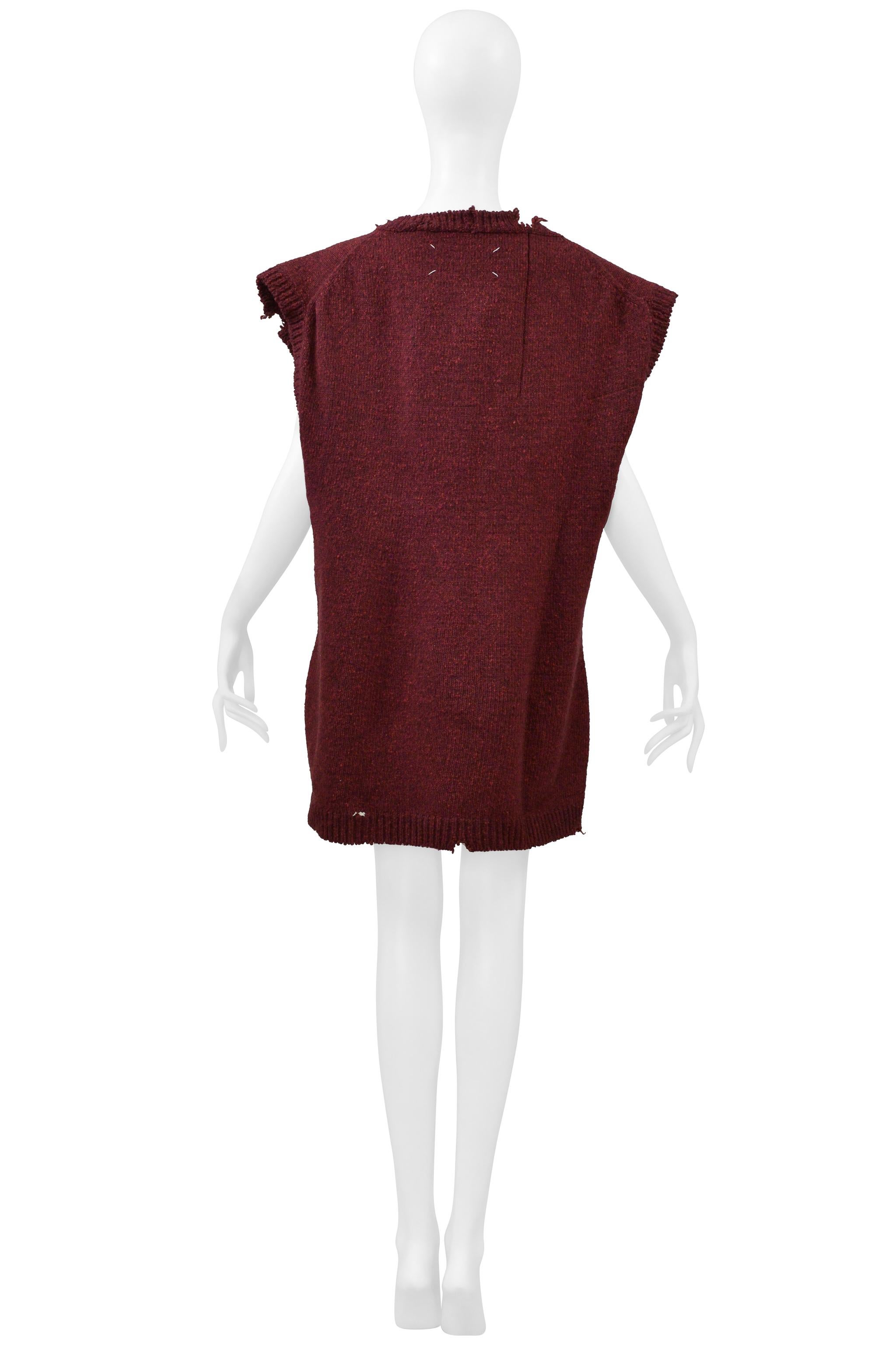 Maison Martin Margiela Maglione destrutturato oversize rosso borgogna Aw 2000 in vendita 5