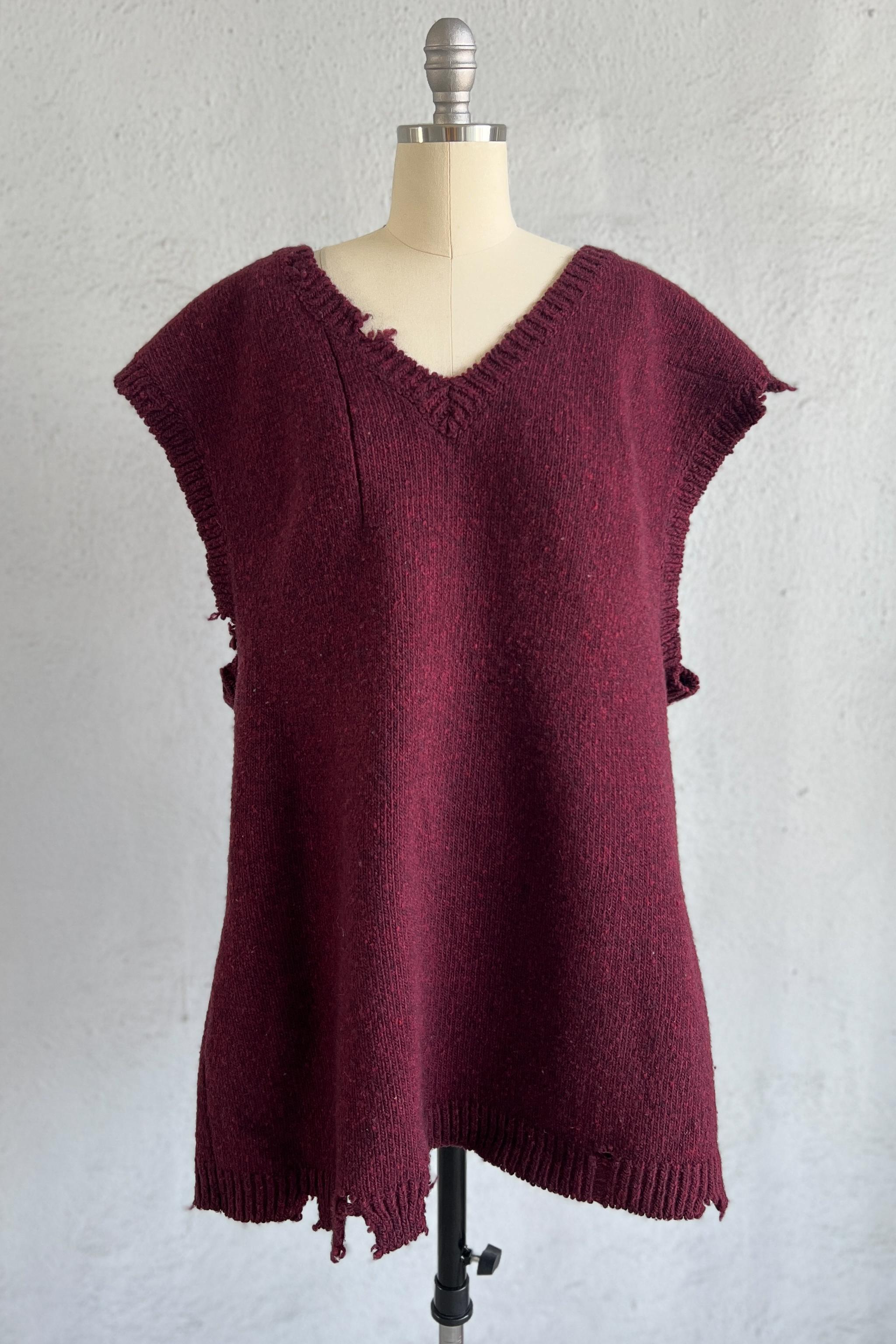 Maison Martin Margiela Maglione destrutturato oversize rosso borgogna Aw 2000 in vendita 6