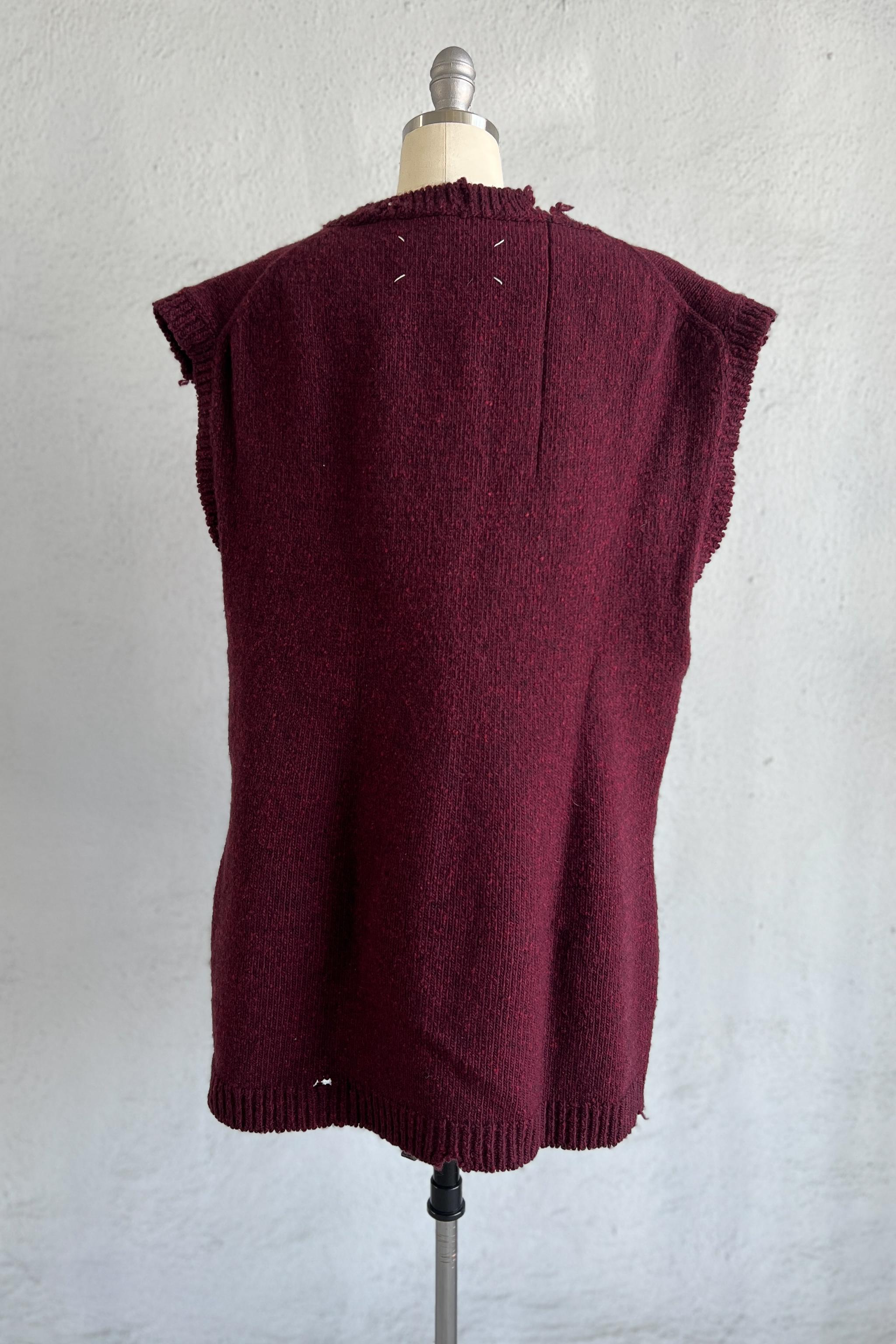 Maison Martin Margiela Maglione destrutturato oversize rosso borgogna Aw 2000 in vendita 8