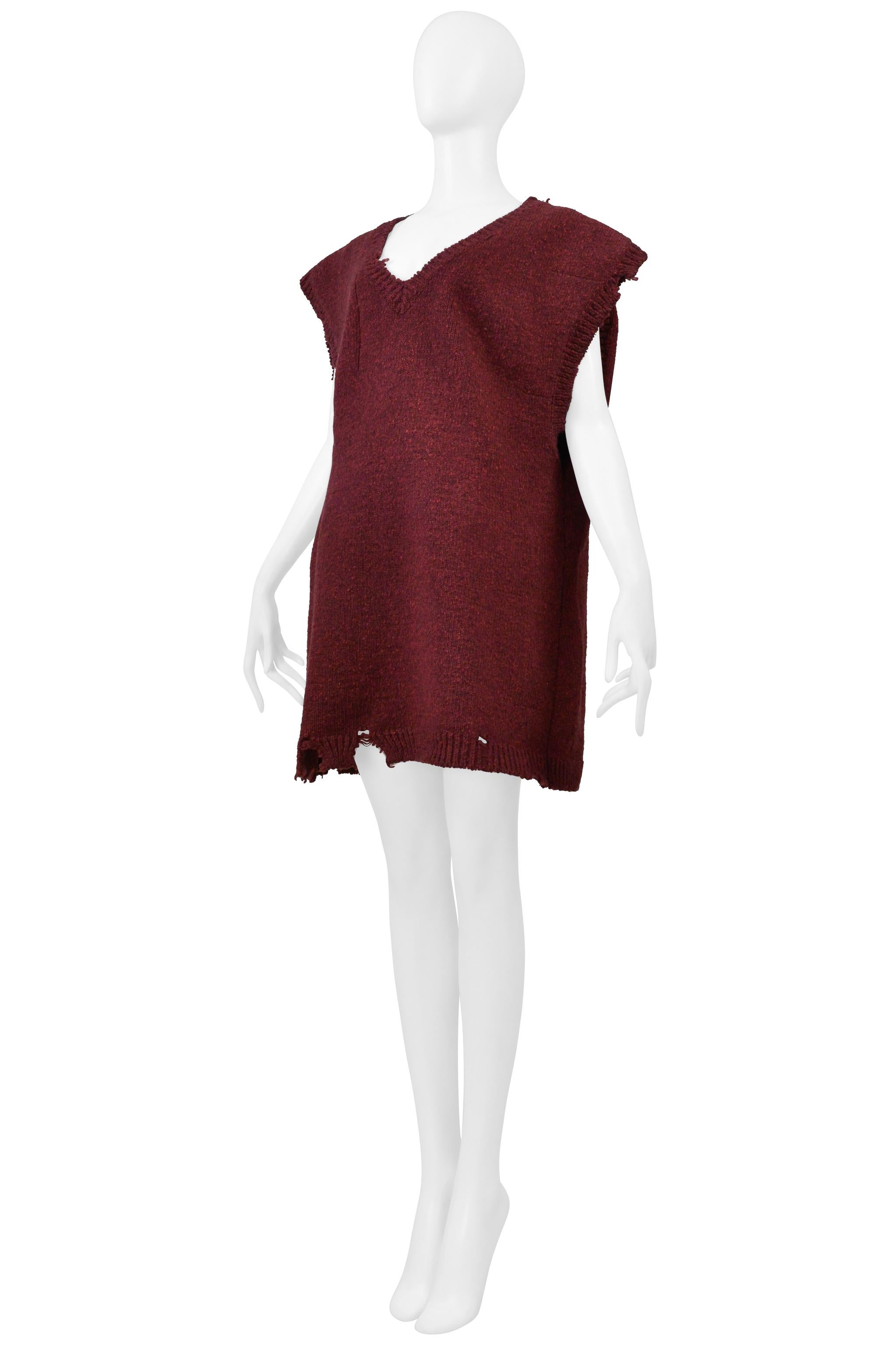 da uomo o donna Maison Martin Margiela Maglione destrutturato oversize rosso borgogna Aw 2000 in vendita