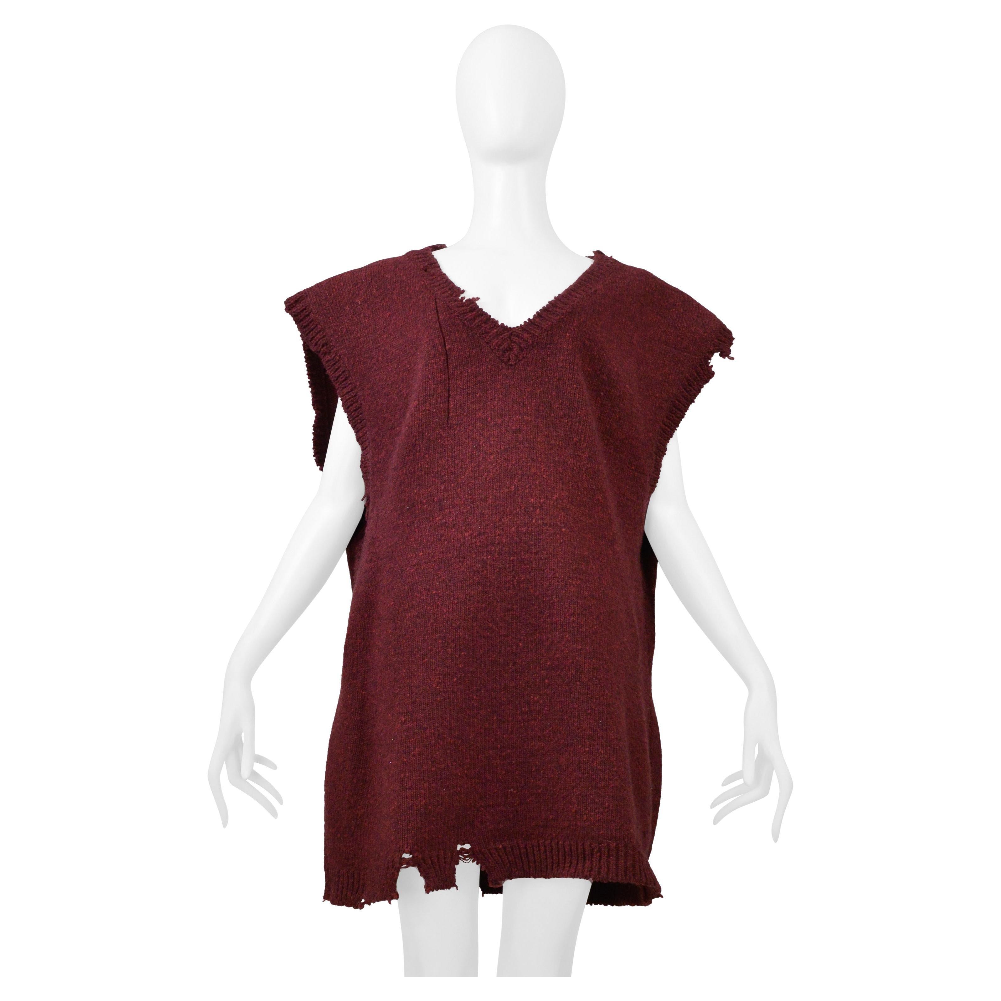 Maison Martin Margiela Maglione destrutturato oversize rosso borgogna Aw 2000 in vendita
