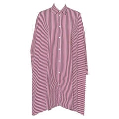 Maison Martin Margiela Burgundy Striped Cotton Oversized Shirt Dress M