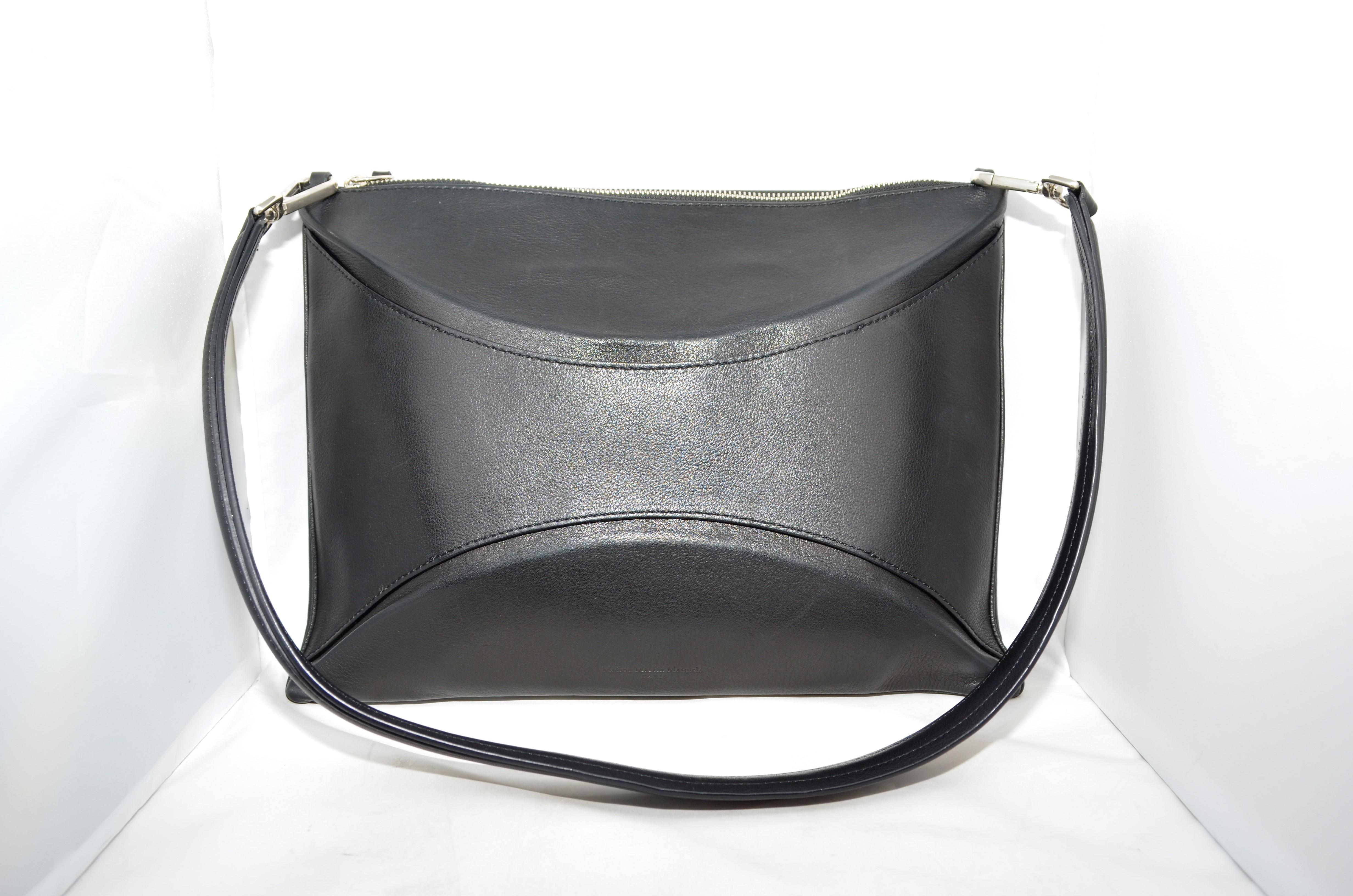 Black Maison Martin Margiela Calf Leather Clutch with Strap