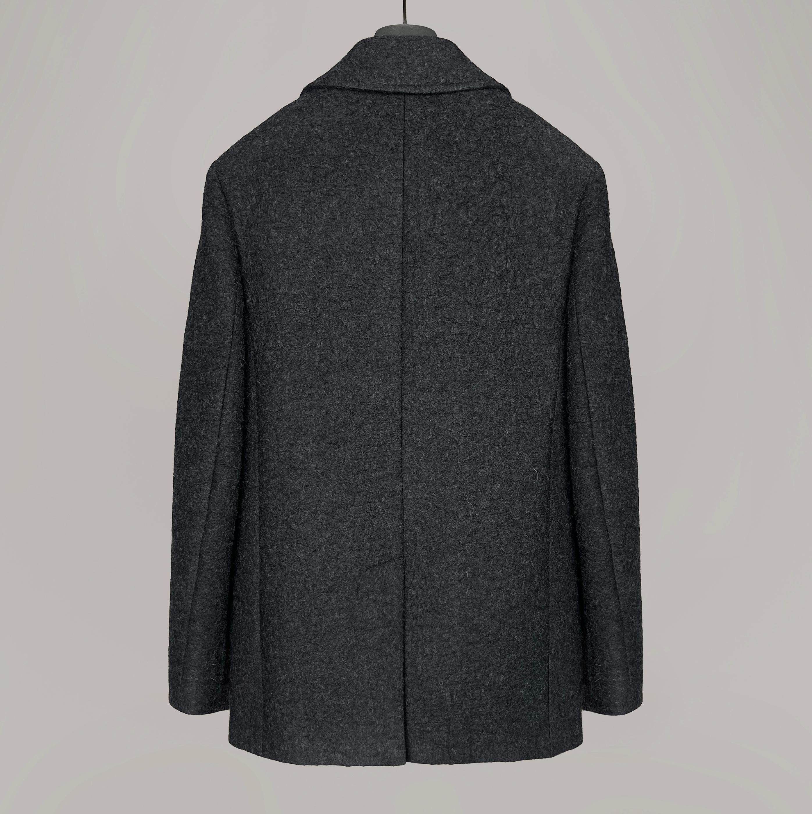 Nero Maison Martin Margiela cappotto in lana spalmata 2014 in vendita