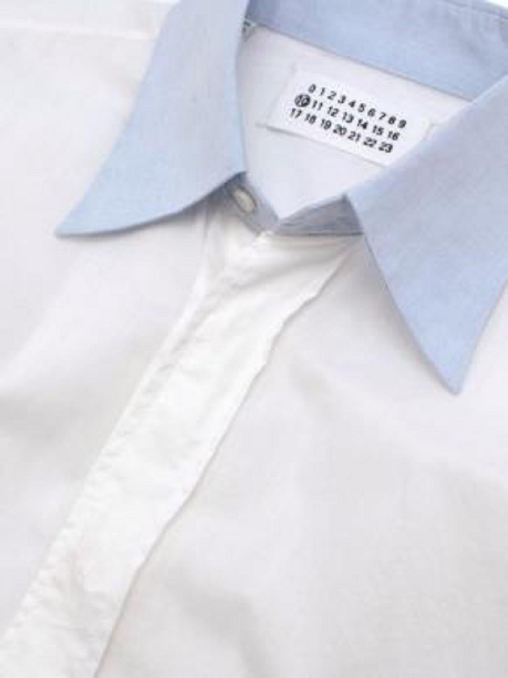 Women's or Men's Maison Martin Margiela Cotton Voile White Long Sleeve Shirt For Sale