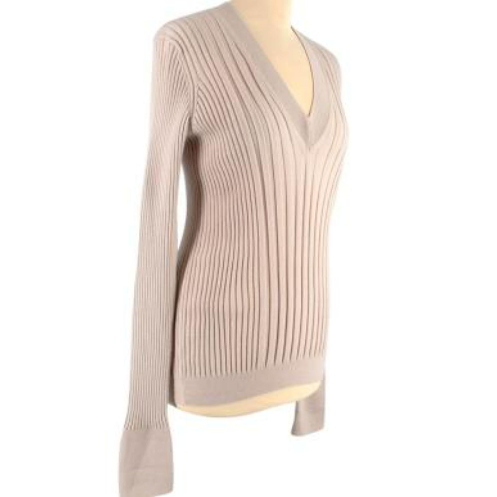 Maison Martin Margiela Cream Wide Ribbed Knit Top In Excellent Condition For Sale In London, GB