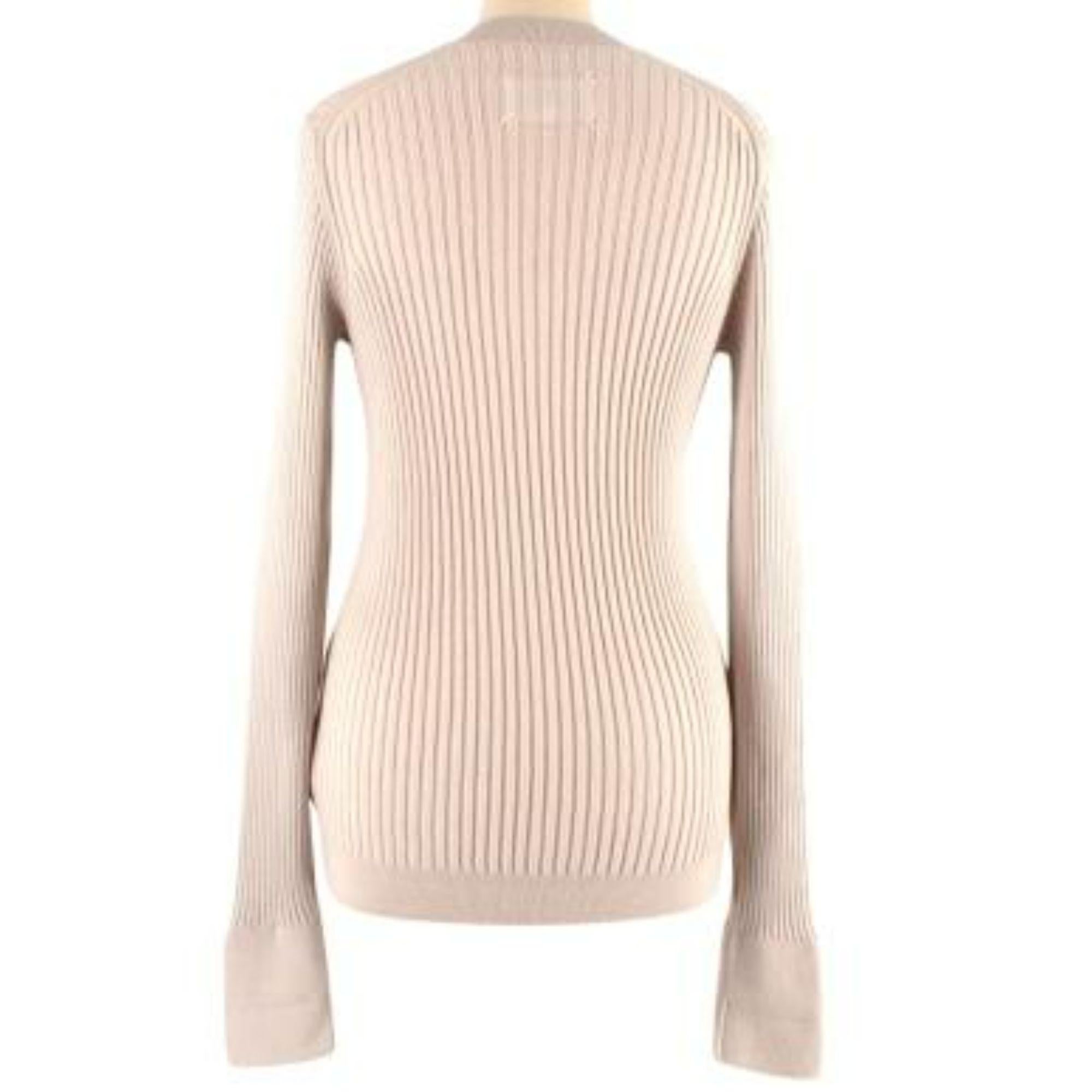 Women's Maison Martin Margiela Cream Wide Ribbed Knit Top For Sale