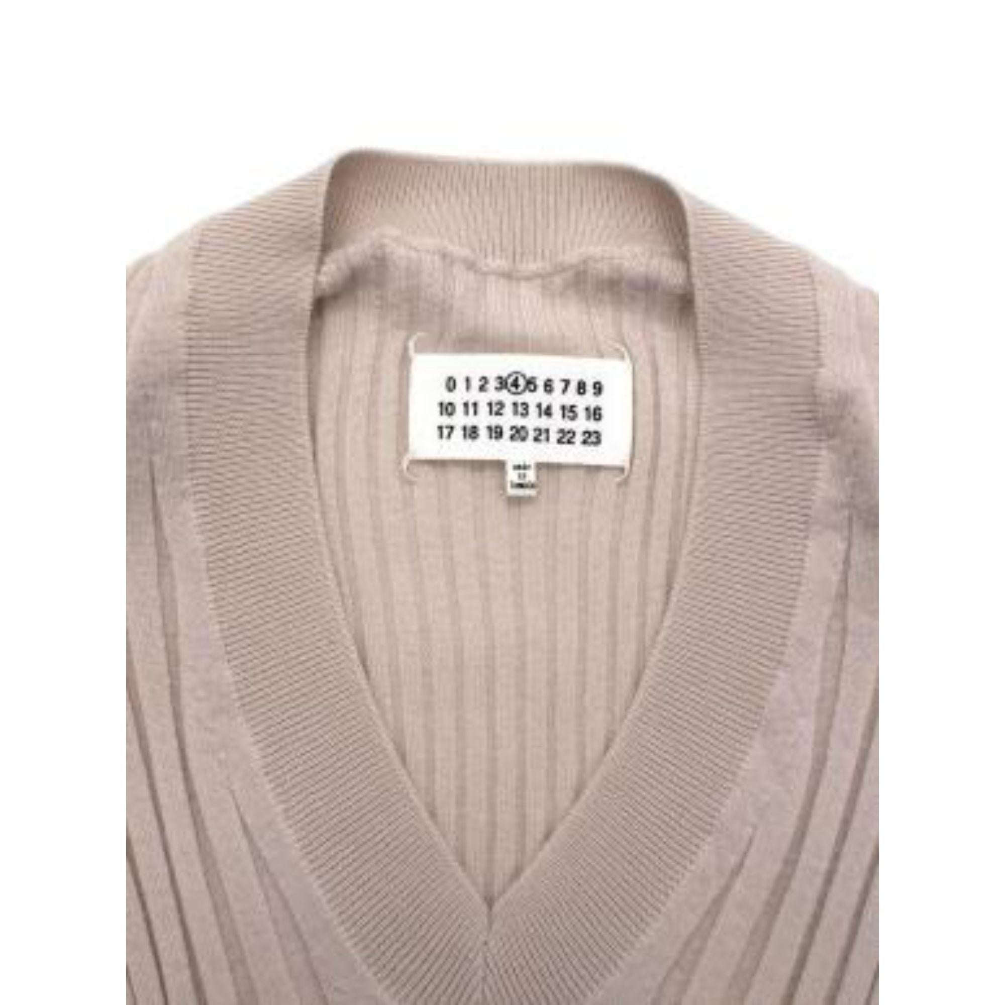 Maison Martin Margiela Cream Wide Ribbed Knit Top For Sale 1