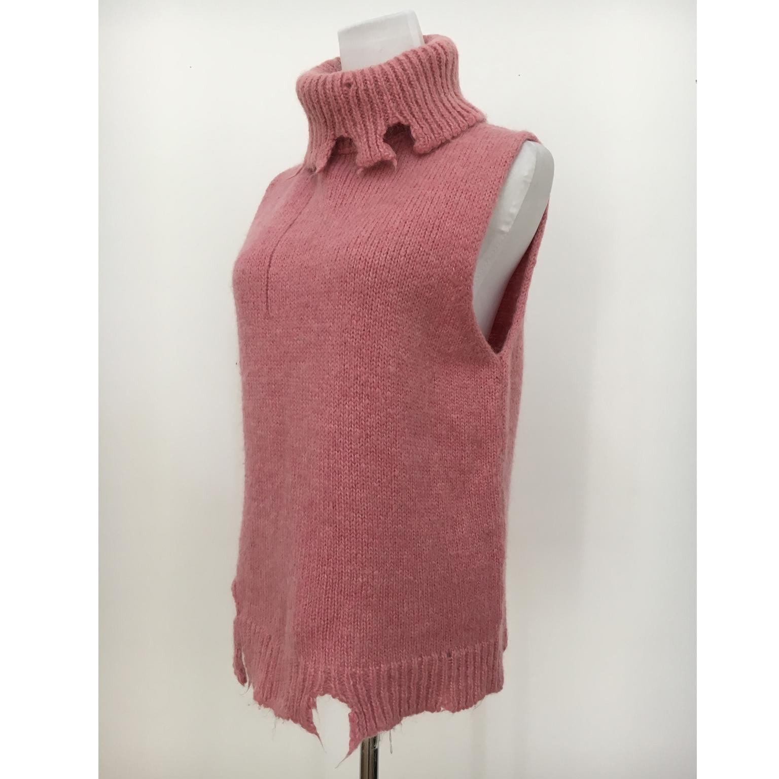 Women's Maison Martin Margiela destroyed sleeveless Pink Knit AW 2000