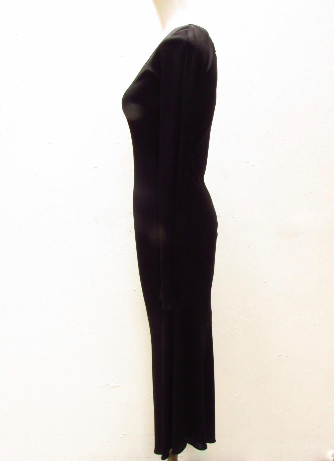 Black viscose dress from vintage Maison Martin Margiela accentuates all the right curves with it's bias cut 