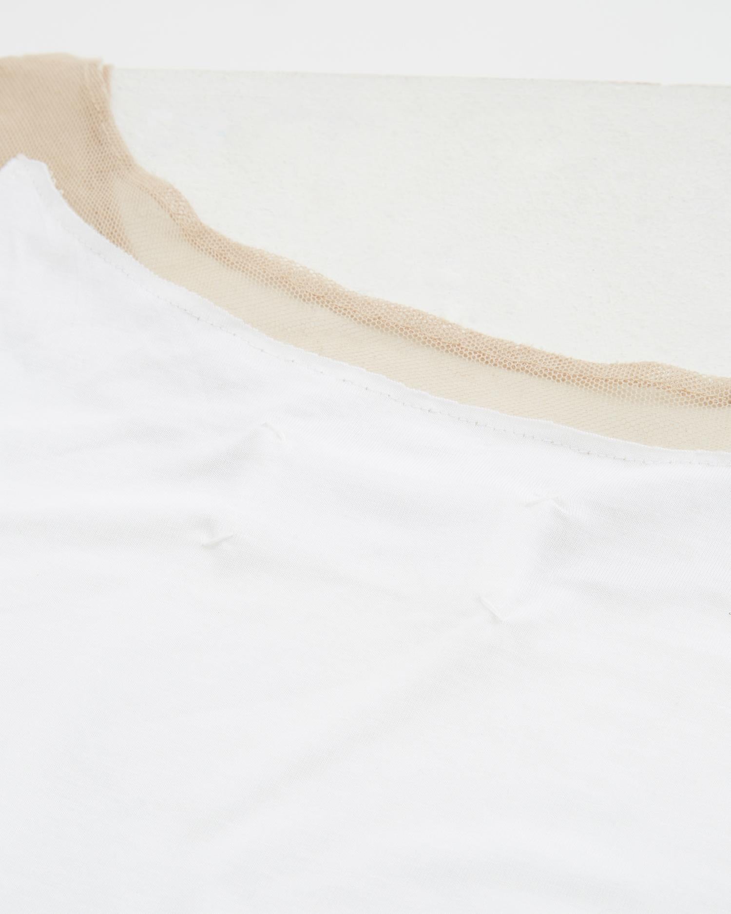 De las mujeres Maison Martin Margiela Camiseta de tirantes con detalle de organza de algodón blanco de principios de los años 00 en venta