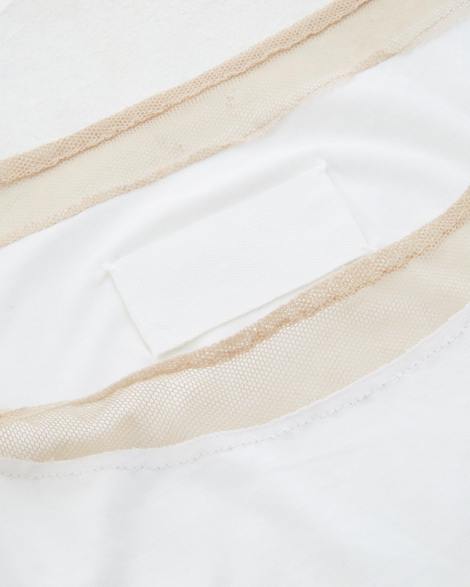 Maison Martin Margiela Camiseta de tirantes con detalle de organza de algodón blanco de principios de los años 00 en venta 2