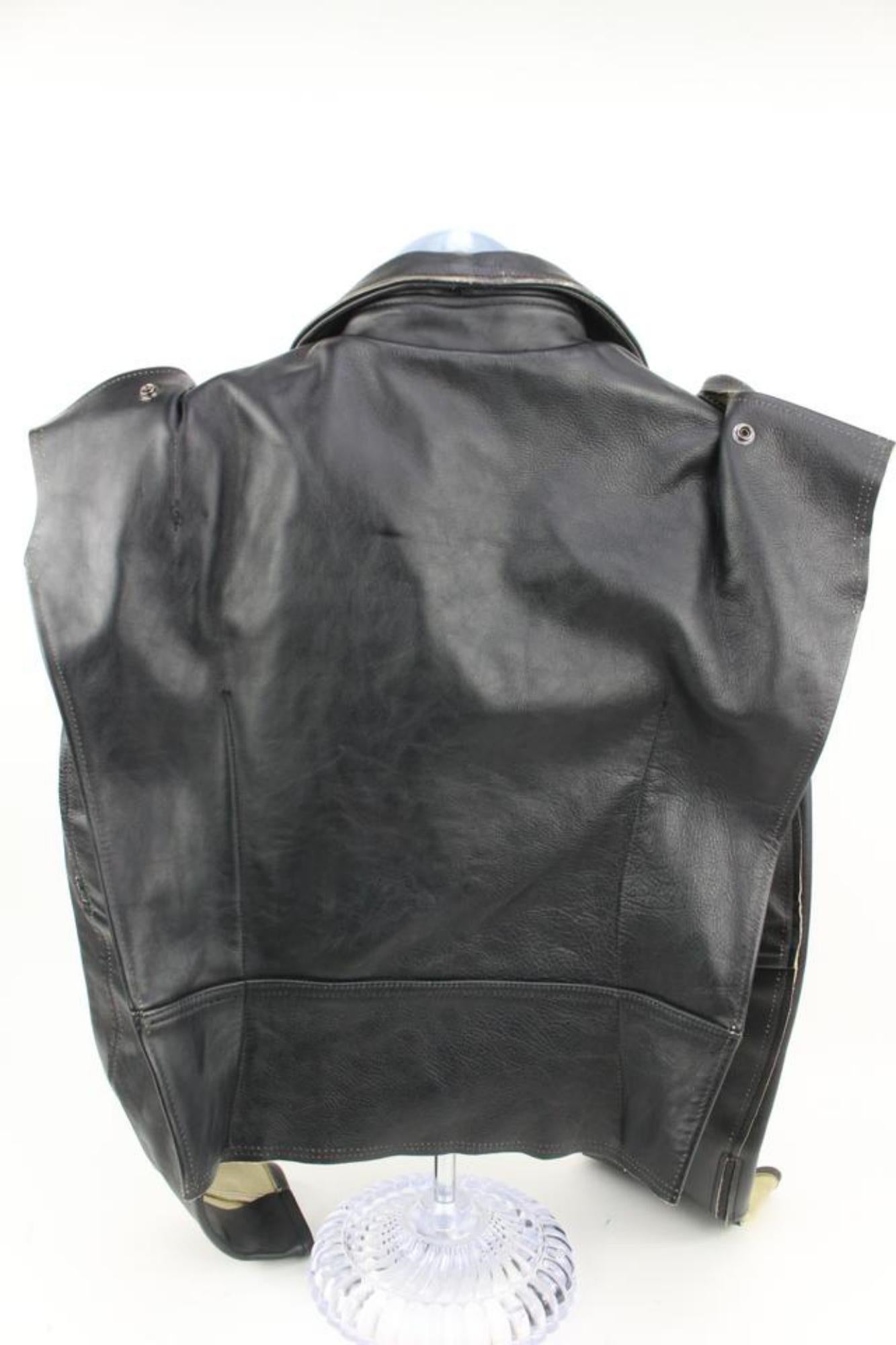 Black Maison Martin Margiela for H&M Rare NWT Women's XS Deconstructed Leather Moto  For Sale