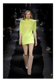 Maison Martin Margiela Fuchsia Sweater Dress With High Neck&Shoulder Pads 2007