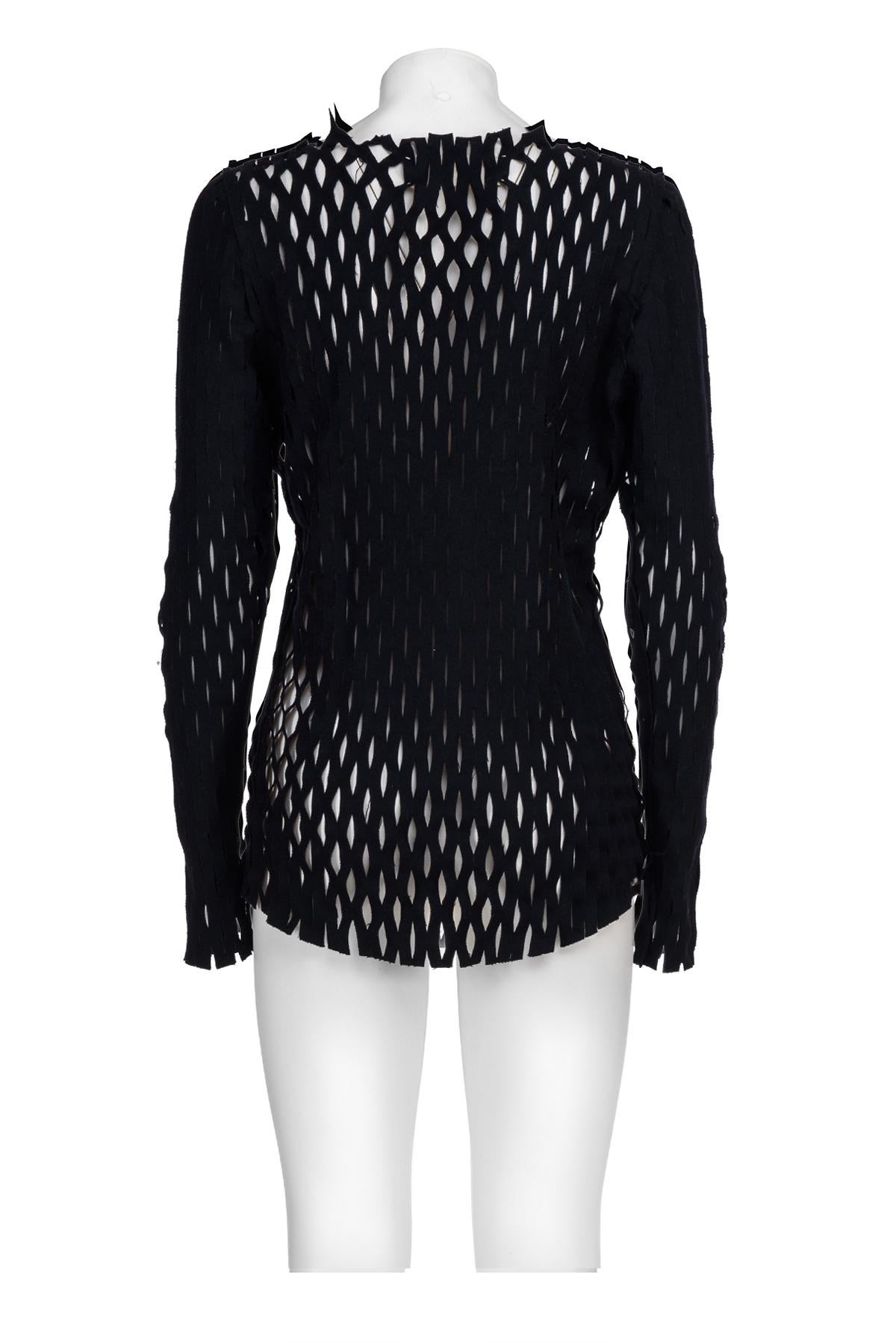 Gris MAISON MARTIN MARGIELA FW 90 Rarissime top à manches longues en feutre fendu en vente