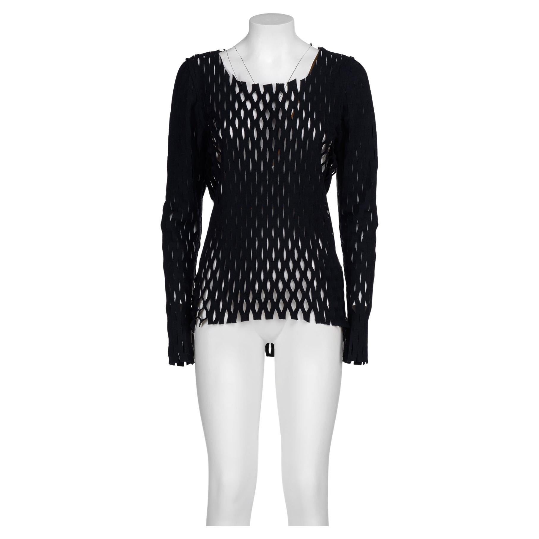 MAISON MARTIN MARGIELA FW 90 Extremely rare slashed felted long sleeves top