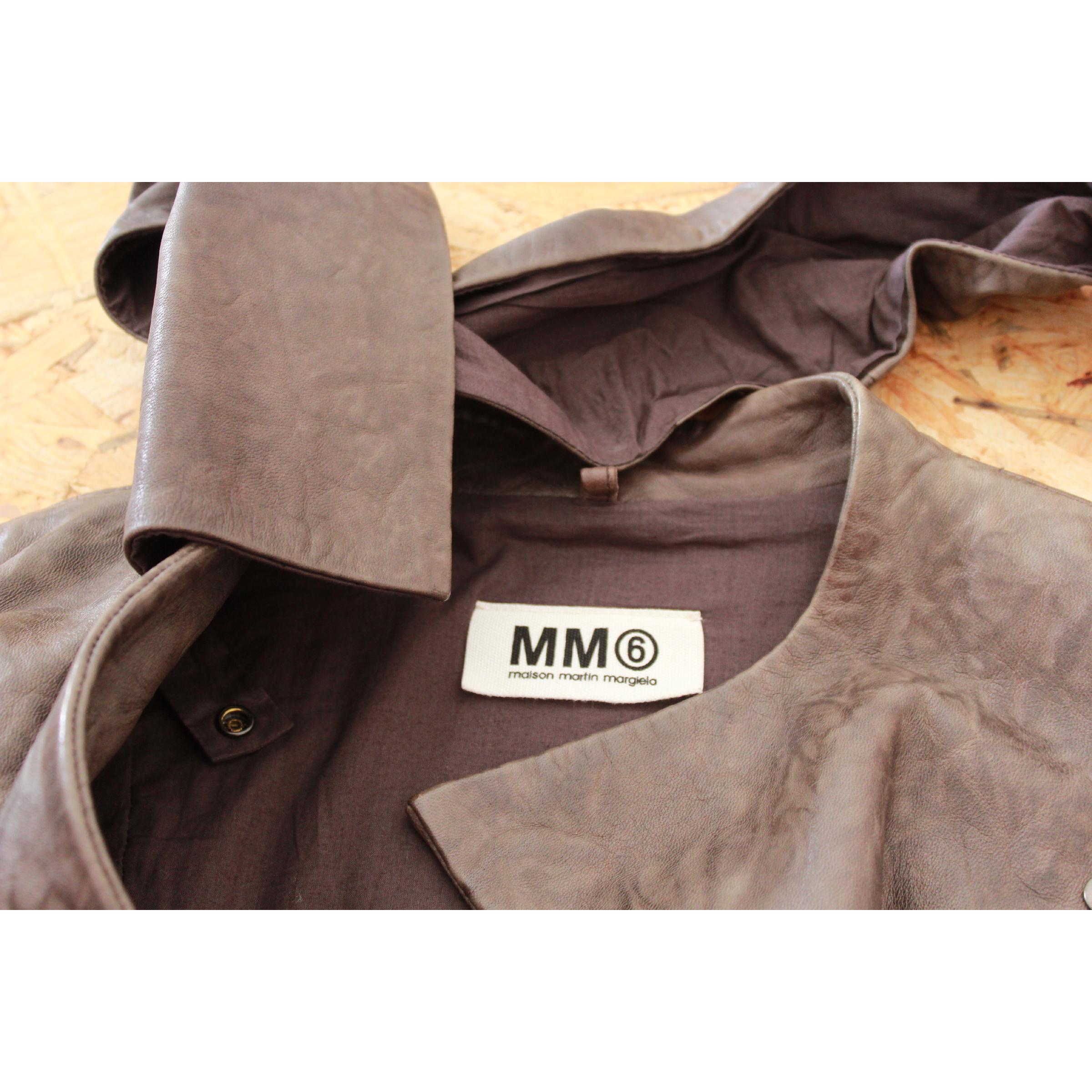 Maison Martin Margiela Gray Leather Biker Jacket 1990s  4