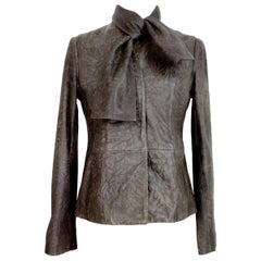Vintage Maison Martin Margiela Gray Leather Biker Jacket 1990s