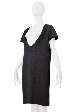 Maison Martin Margiela Gray Wool Dress With Wide Neckline F/W 1996