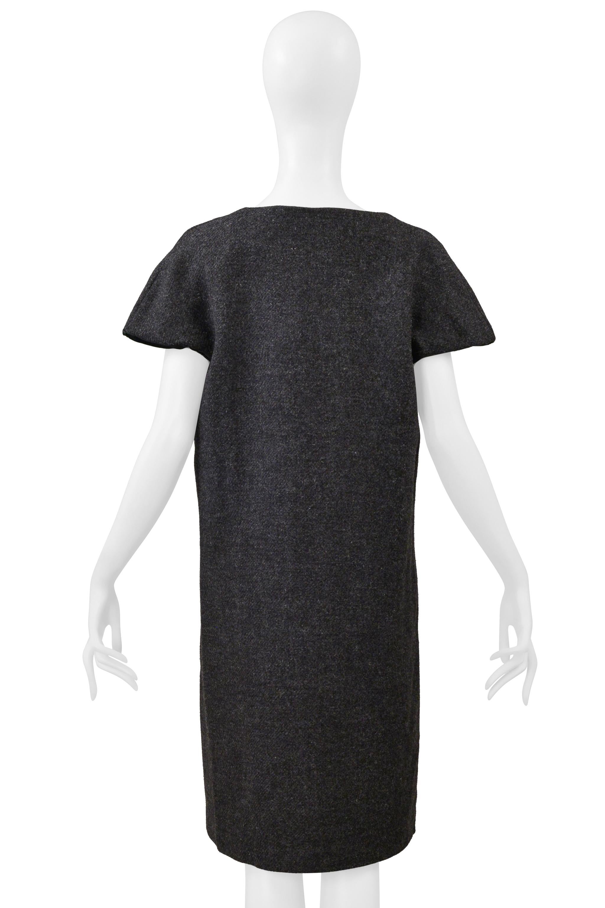 Maison Martin Margiela Vestito in lana grigio con scollo ampio A/I 2000 in vendita 1