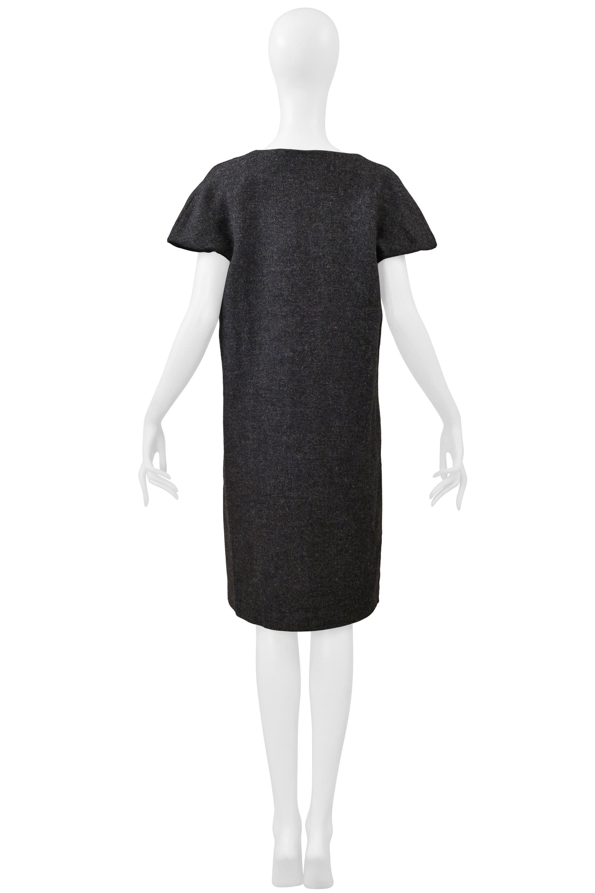 Maison Martin Margiela Vestito in lana grigio con scollo ampio A/I 2000 in vendita 2