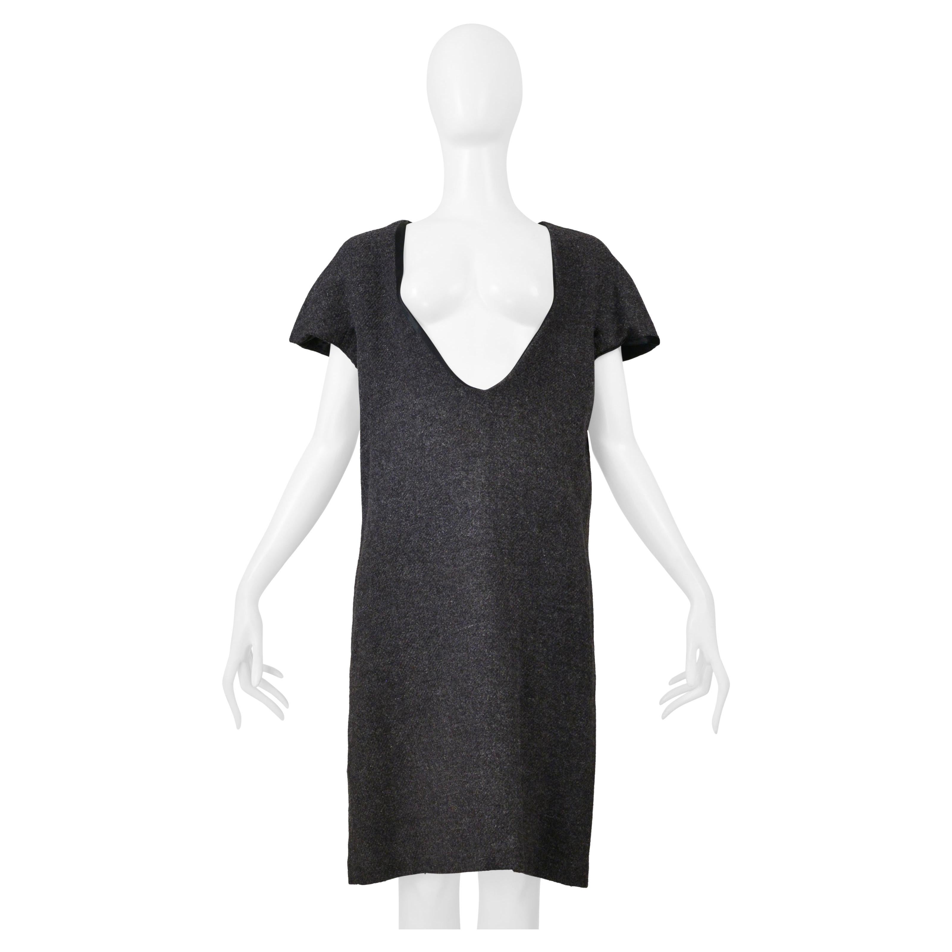 Maison Martin Margiela Vestito in lana grigio con scollo ampio A/I 2000 in vendita