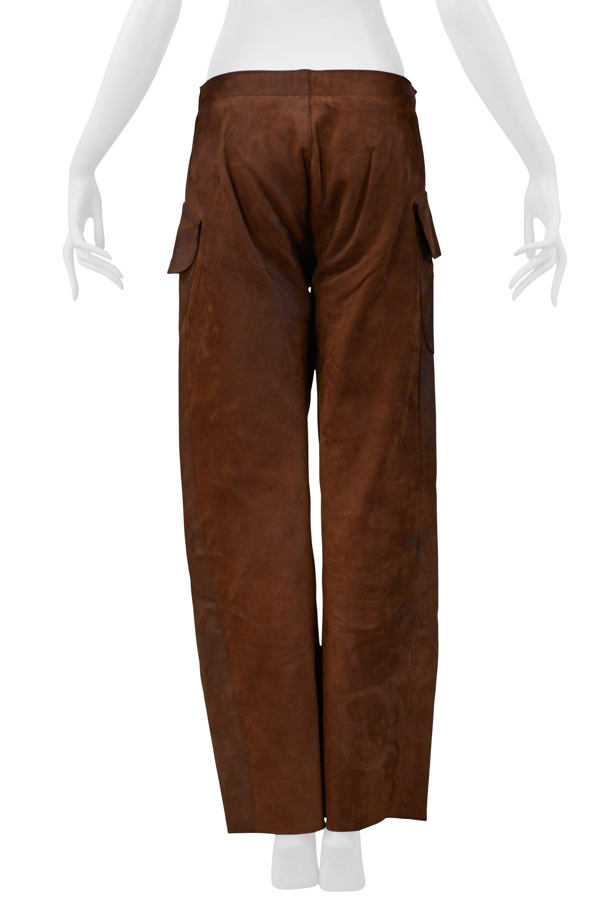 Maison Martin Margiela Pantalon en cuir marron graissé Pantalon Aw 2001-2002 en vente 3