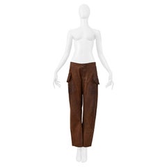 Maison Martin Margiela Pantalon en cuir marron graissé Pantalon Aw 2001-2002