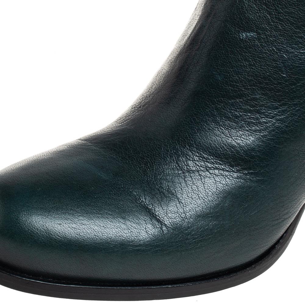Maison Martin Margiela Green Leather Ankle Boots Size 40 1