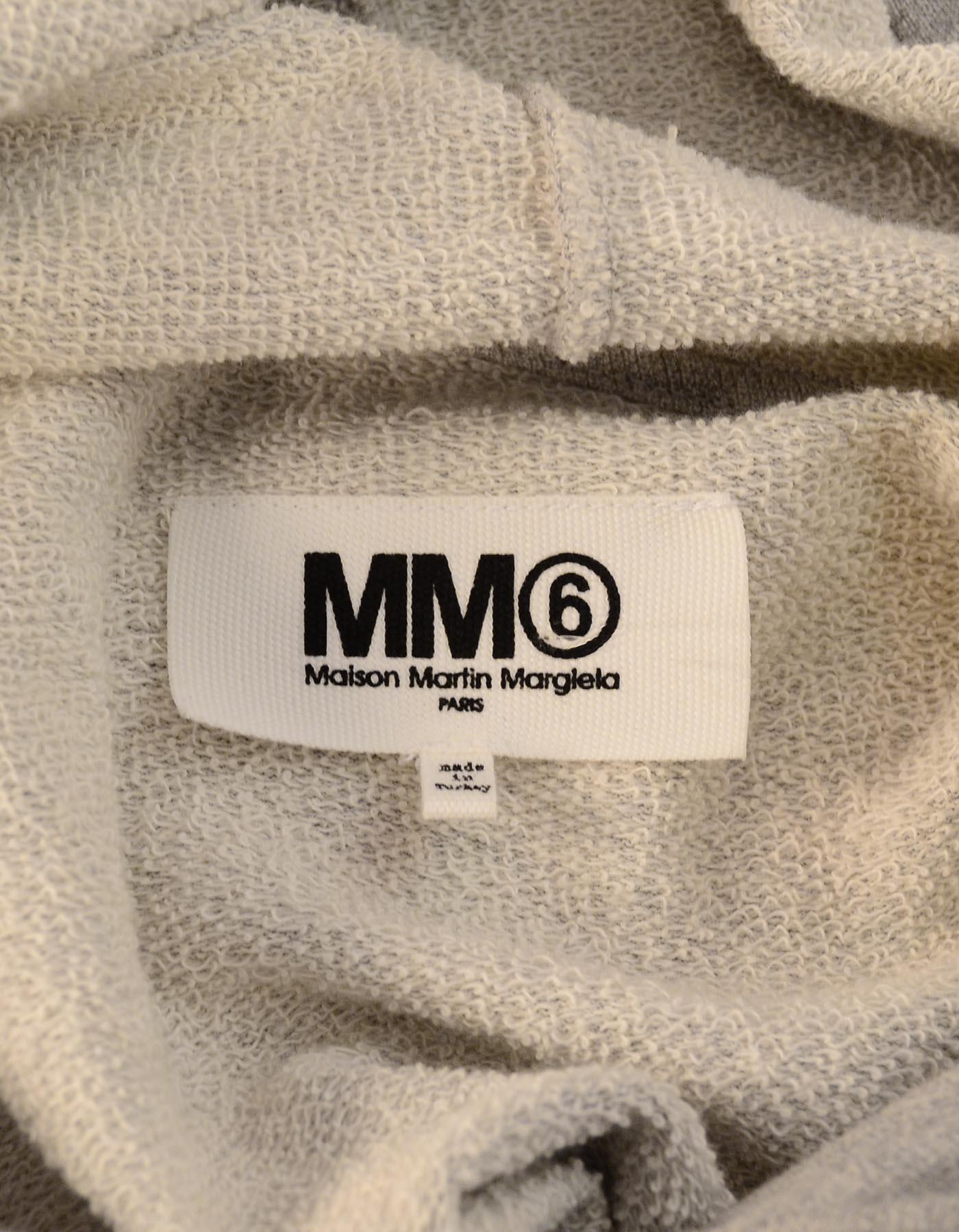 Maison Martin Margiela Grey Hooded Side Tie Sweatshirt Dress Sz M In Excellent Condition In New York, NY