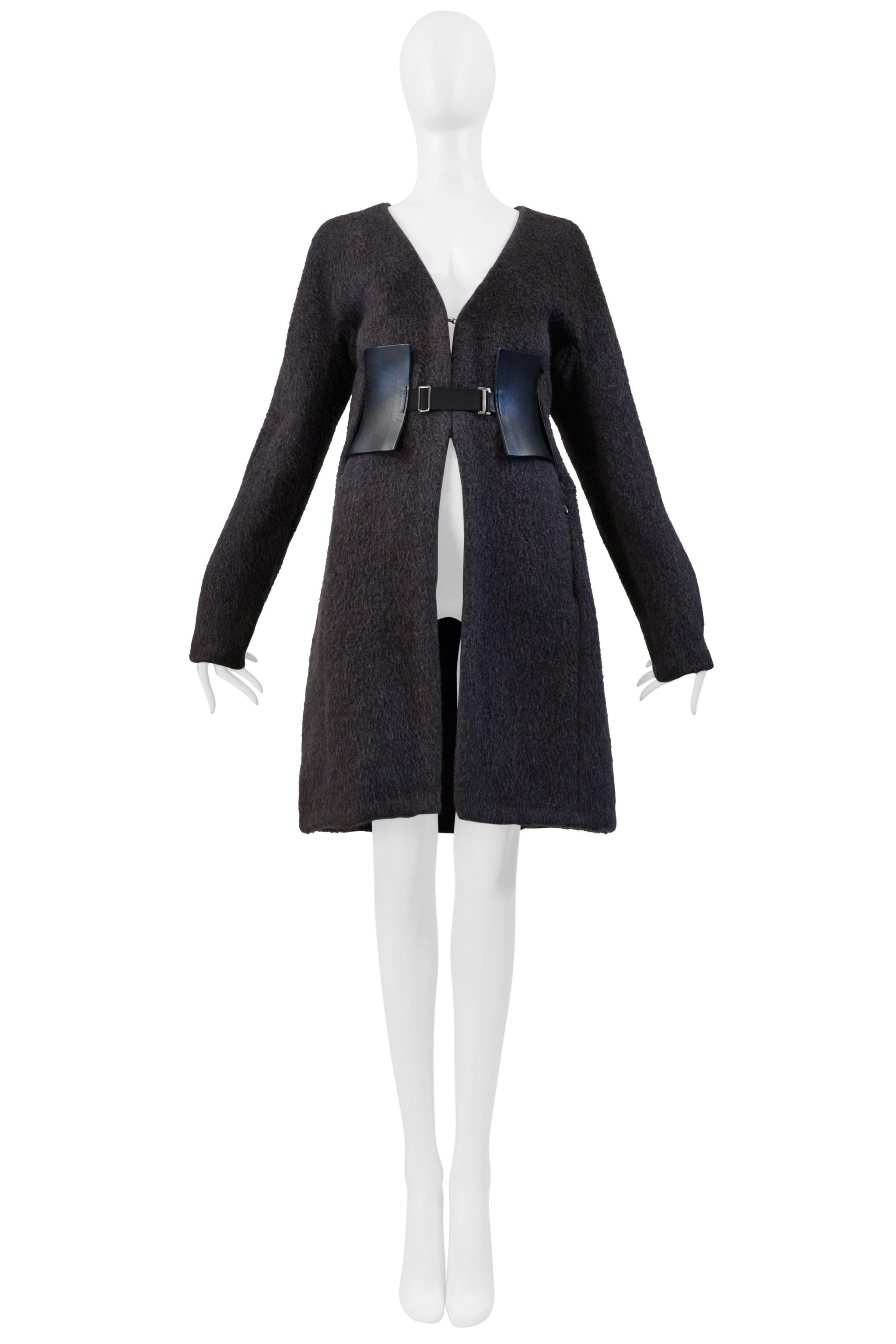 Maison Martin Margiela Grey Mohair Coat W/ Vertical Zippers & Leather Belt 2000 For Sale 3