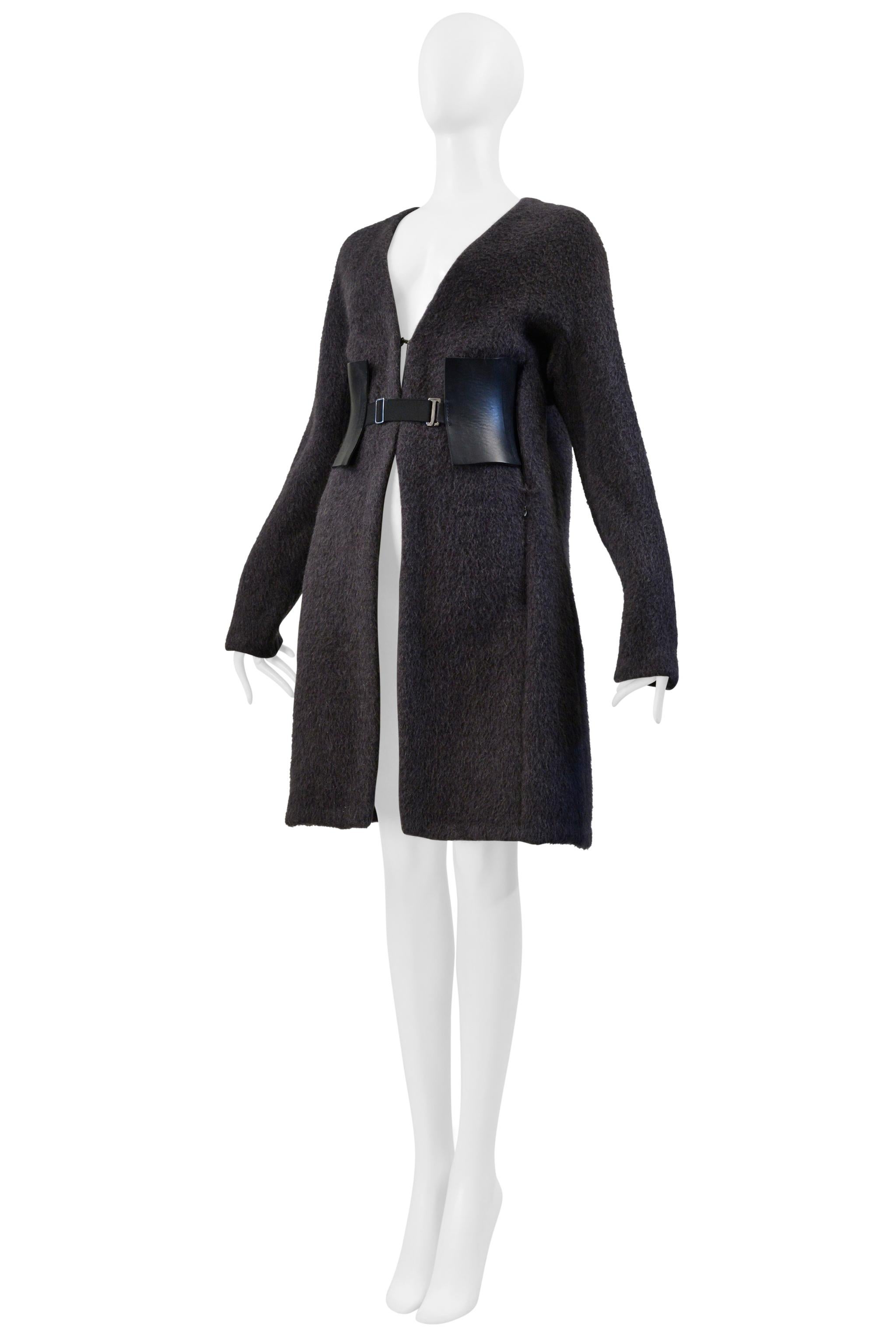Maison Martin Margiela Grey Mohair Coat W/ Vertical Zippers & Leather Belt 2000 For Sale 4