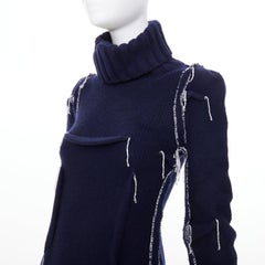 MAISON MARTIN MARGIELA H&M 2012 Re-Edition navy darted merino wool knit dress XS