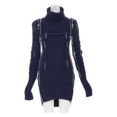 MAISON MARTIN MARGIELA H&M 2012 Re-Edition navy darted merino wool knit dress XS