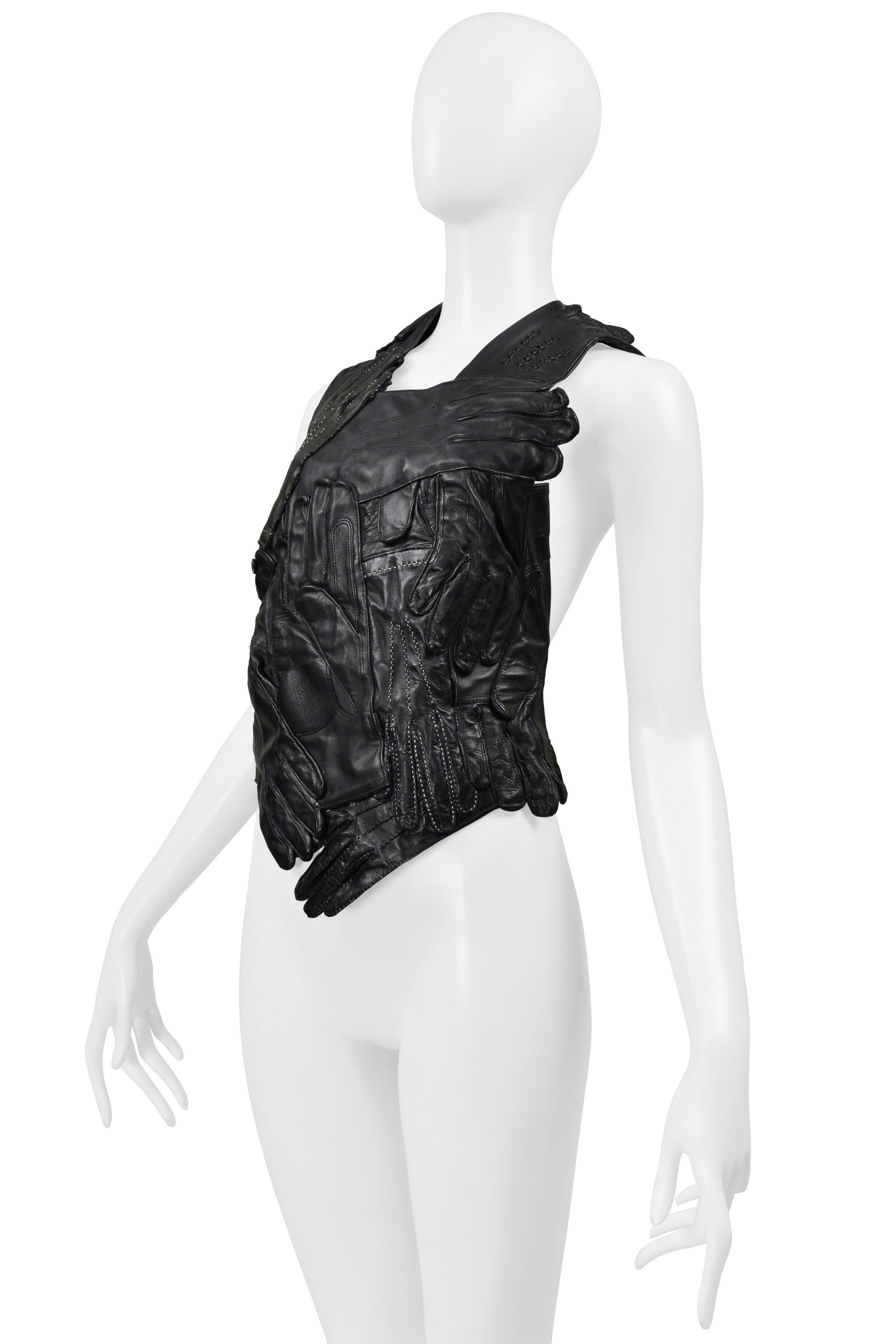 Nero Maison Martin Margiela Importante Guanto Artigianale in Pelle Nera 2001 in vendita