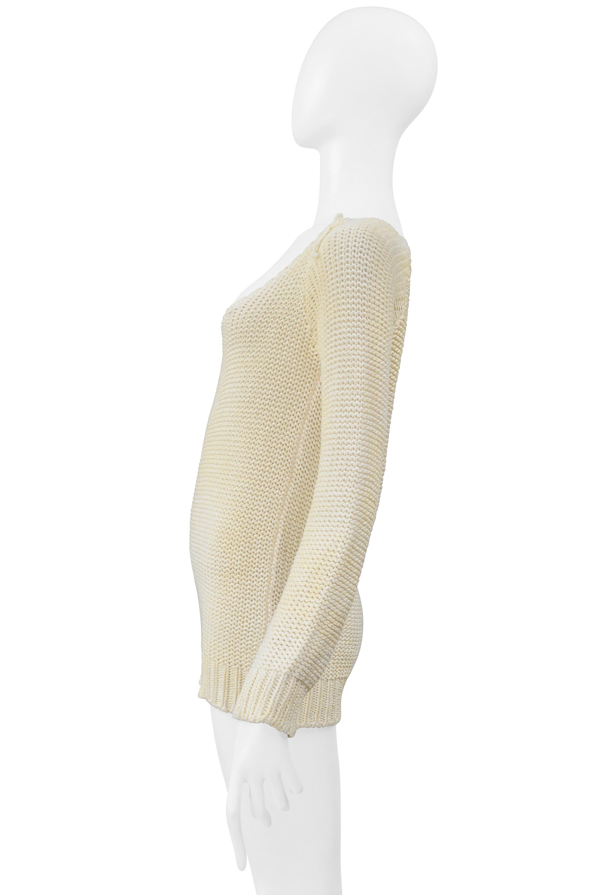 Donna Maison Martin Margiela Maglione rivestito in cotone con scollo profondo 2000 in vendita