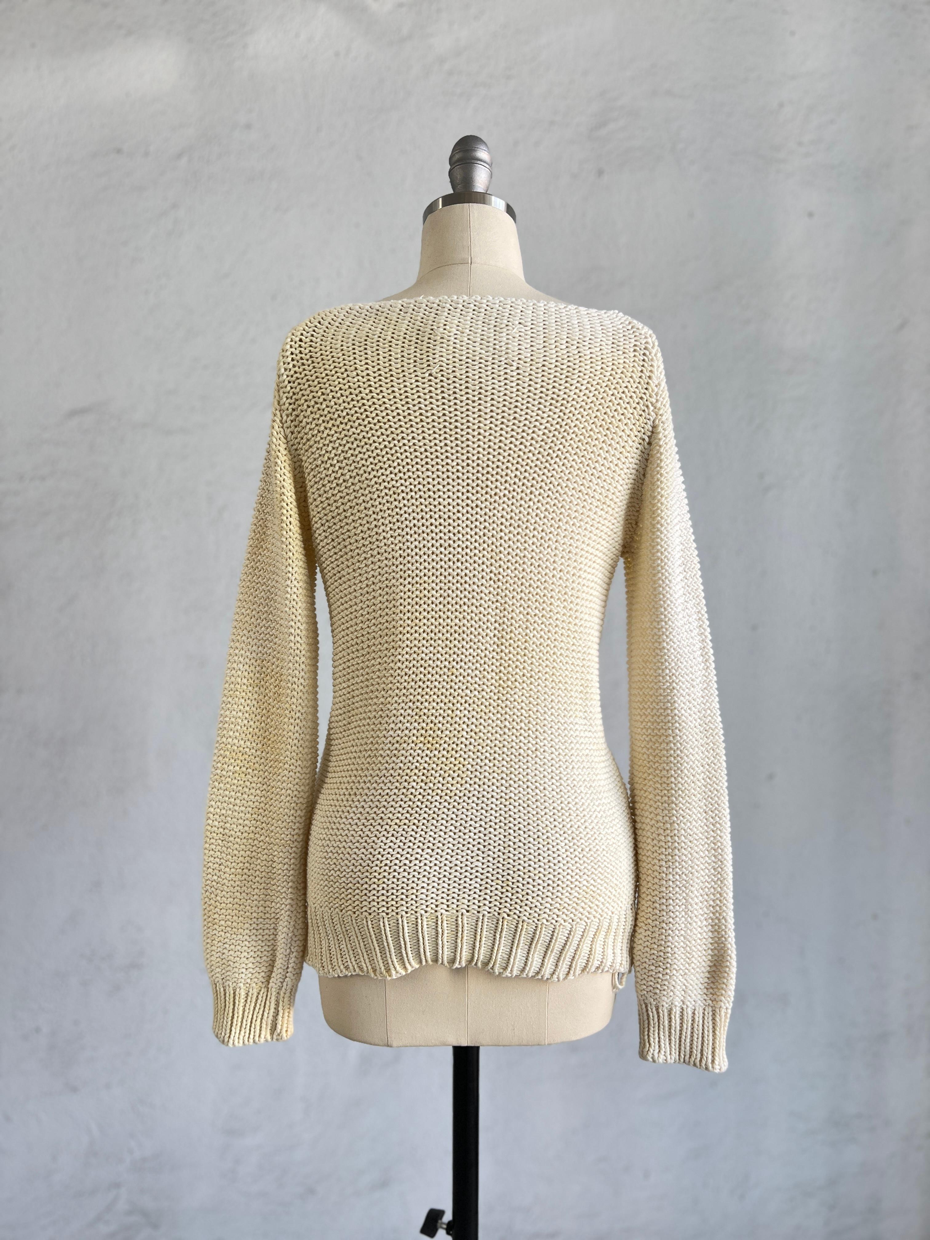 Maison Martin Margiela Maglione rivestito in cotone con scollo profondo 2000 in vendita 1