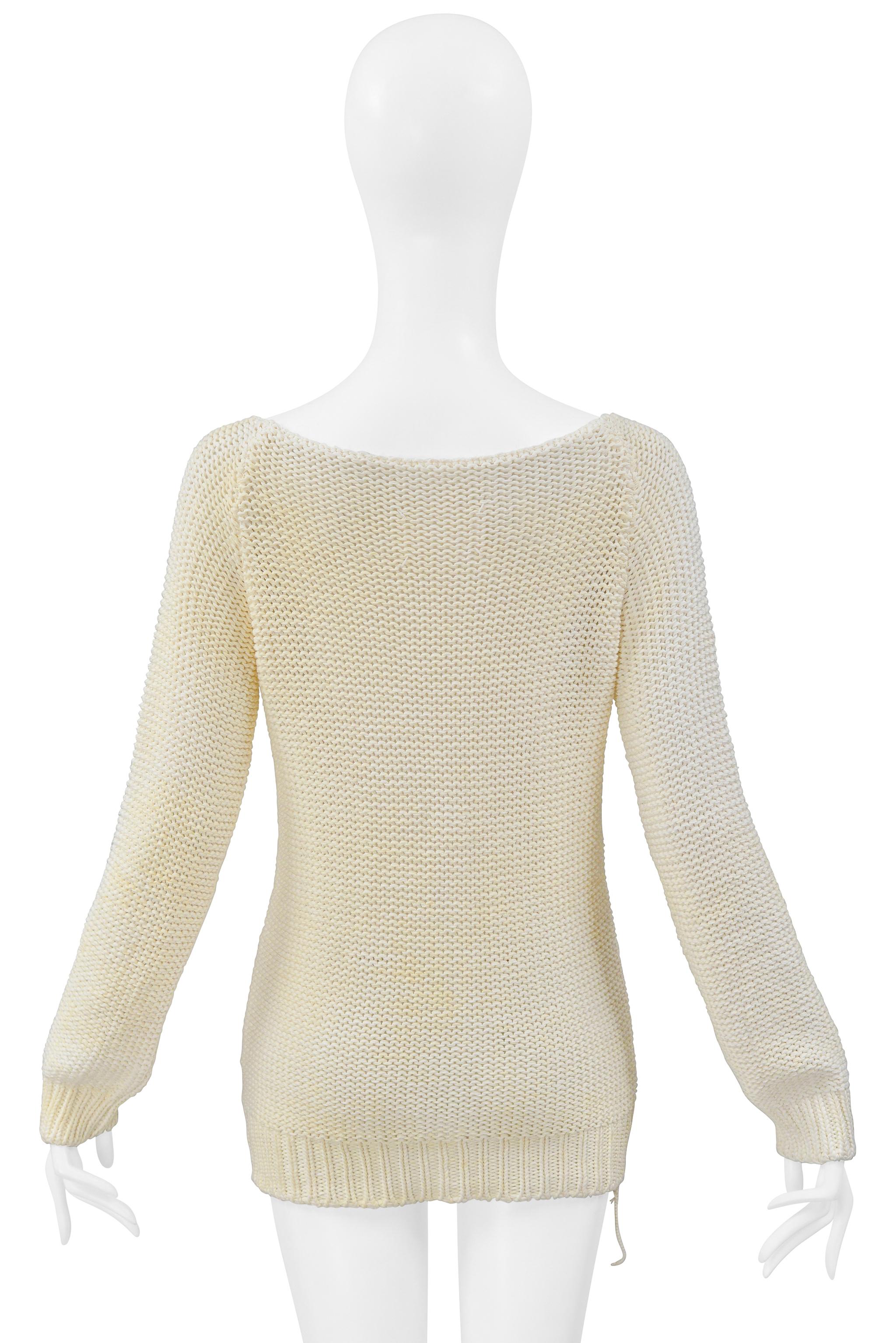 Maison Martin Margiela Maglione rivestito in cotone con scollo profondo 2000 in vendita 2