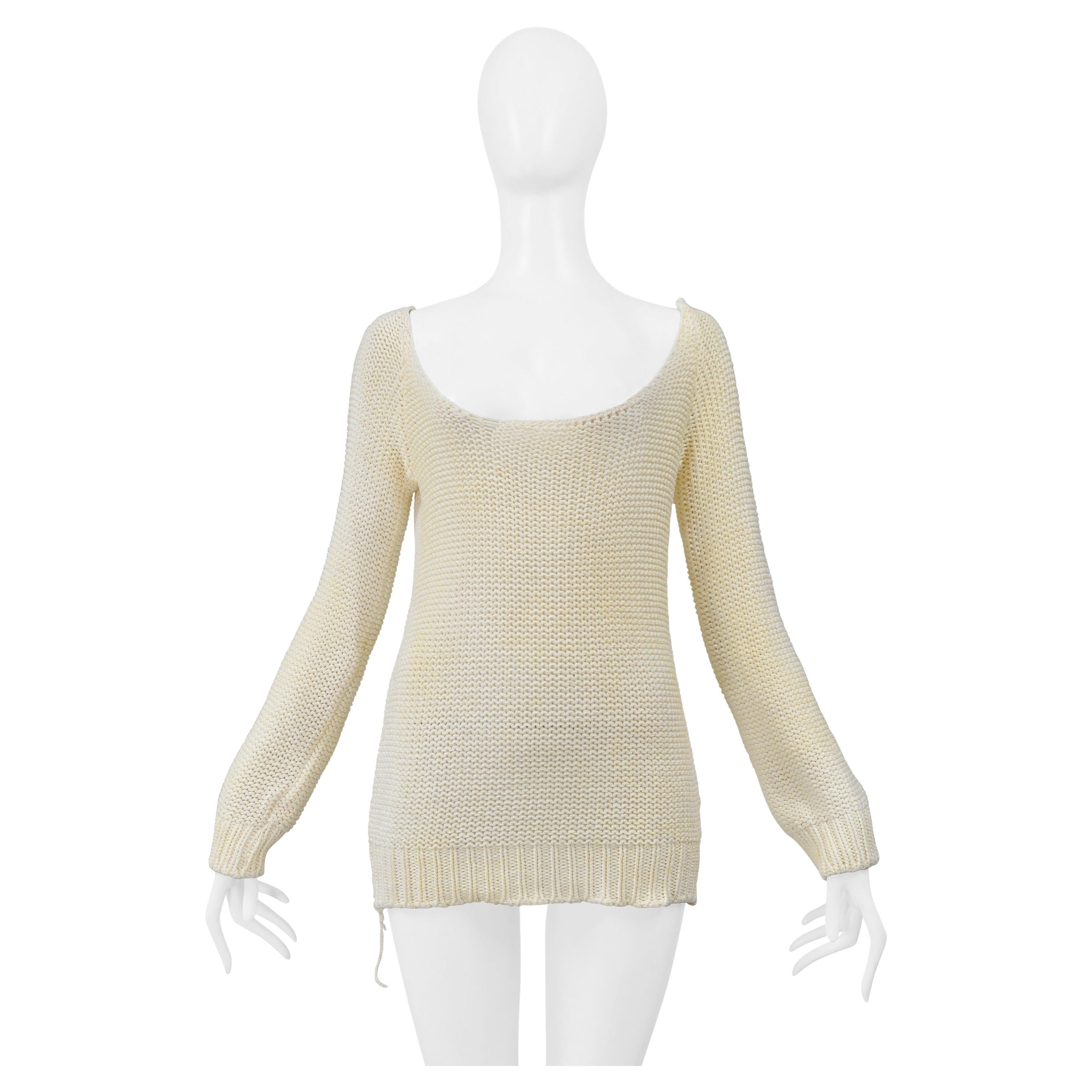Maison Martin Margiela Maglione rivestito in cotone con scollo profondo 2000 in vendita