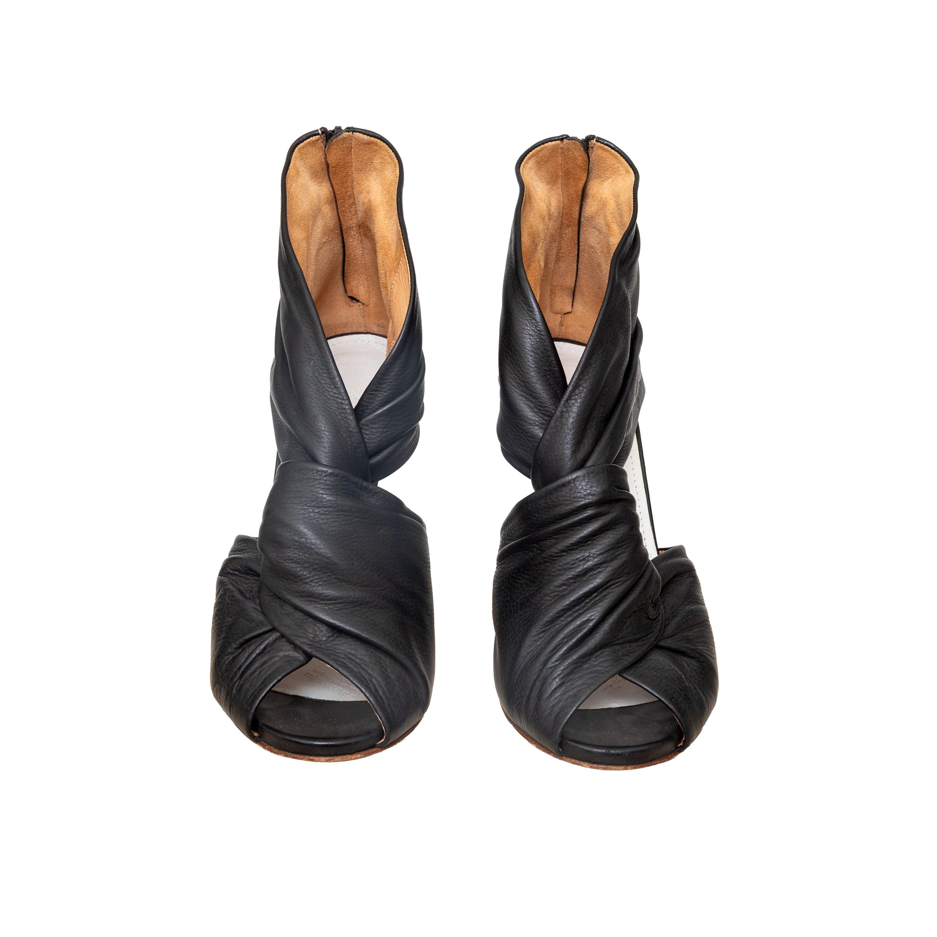 Black Maison Martin Margiela Knotted Heel Sandals - '10s