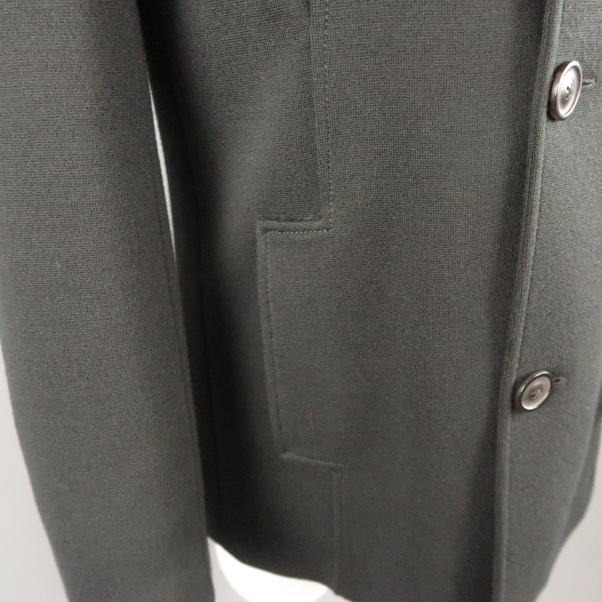 MAISON MARTIN MARGIELA M Black Wool Blend Knit Collar Coat In Excellent Condition In San Francisco, CA