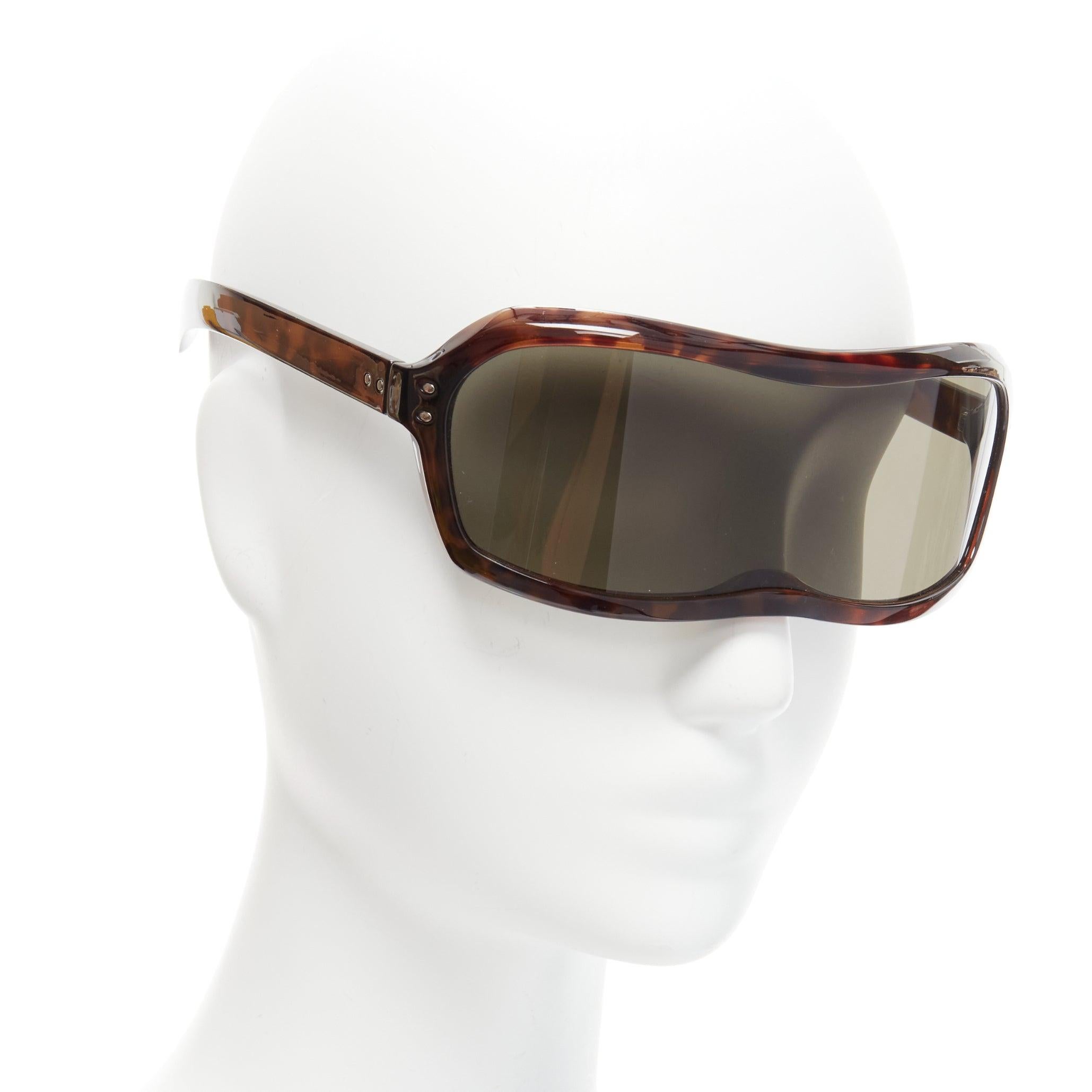 MAISON MARTIN MARGIELA MA3 Incognito brown tortoise shield sunglasses In Good Condition In Hong Kong, NT