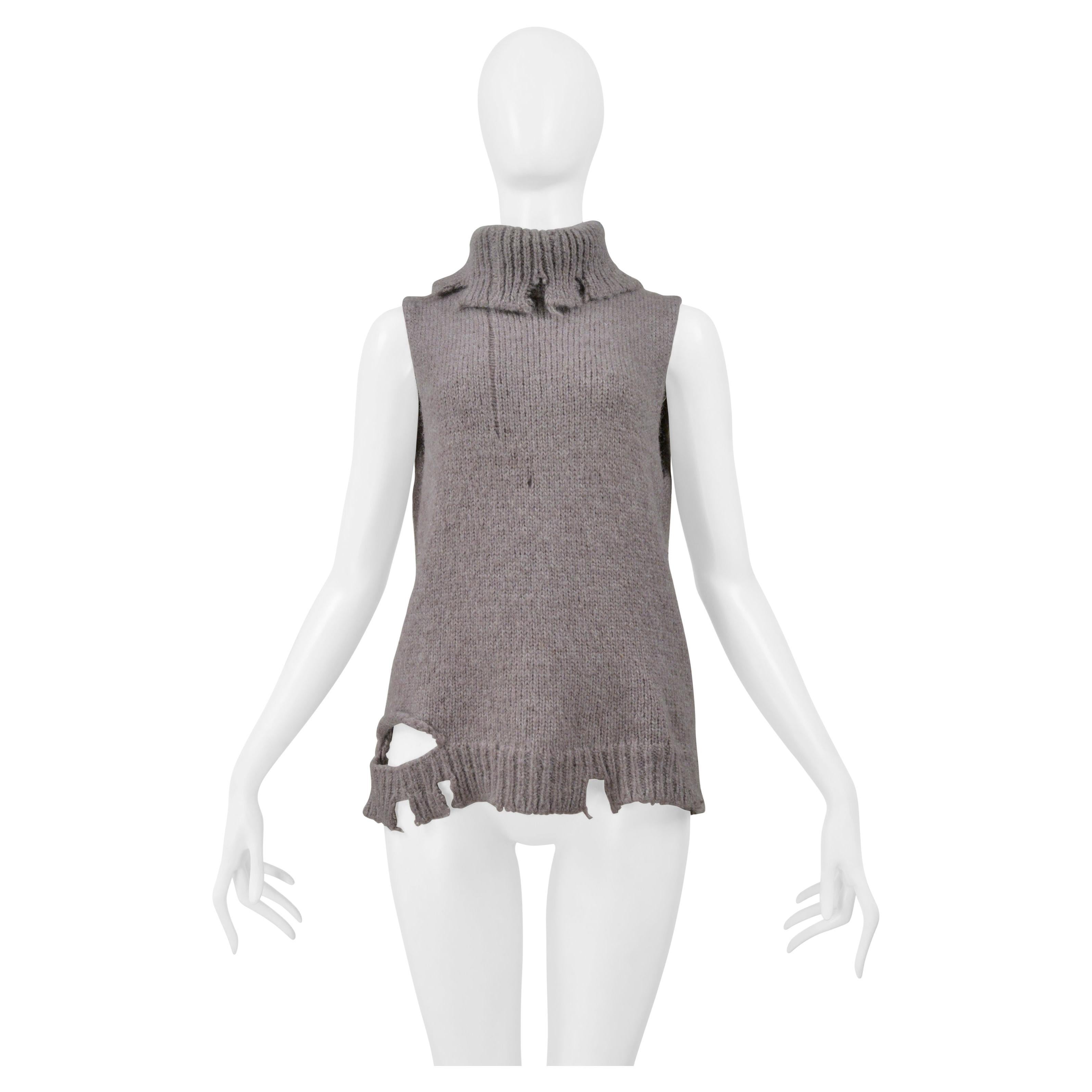 Maison Martin Margiela Jersey deconstruido malva con cuello alto 2001