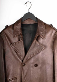Maison Martin Margiela Men Leather Coat Long Trench Overcoat Size L